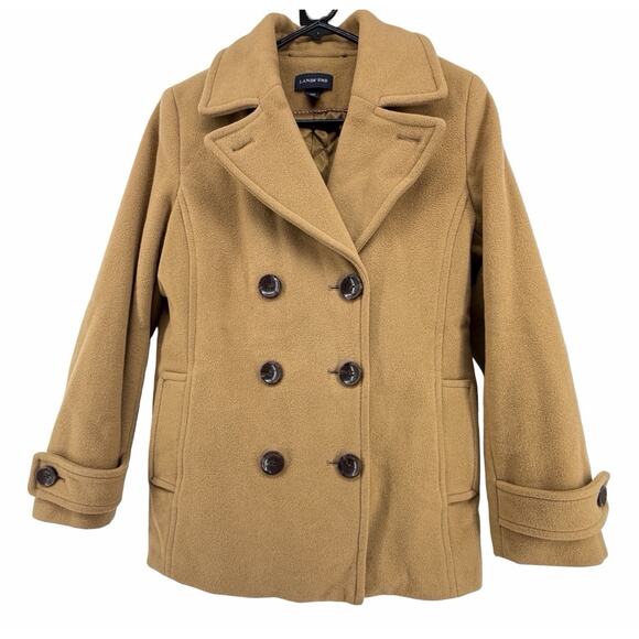 Lands’ End Women’s Wool/Cashmere Peacoat – Camel / Tan – Double Breasted-10 P - Picture 2 of 10